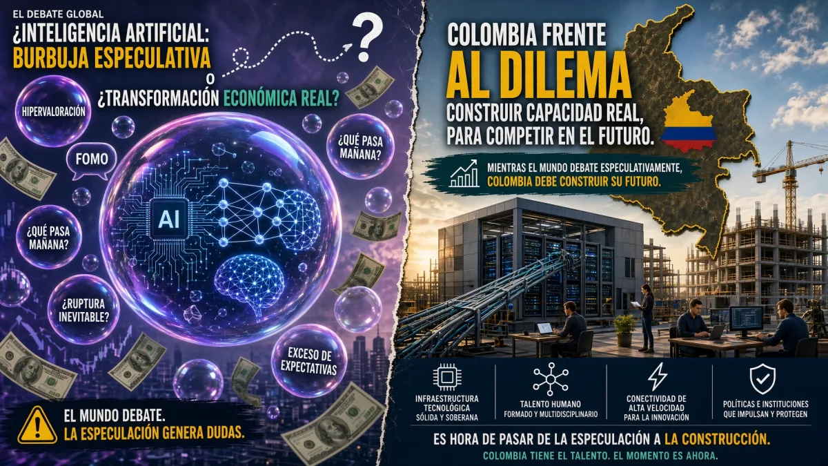 La IA en 2026: ¿Burbuja o transformación? Para Colombia, esa pregunta tiene trampa.